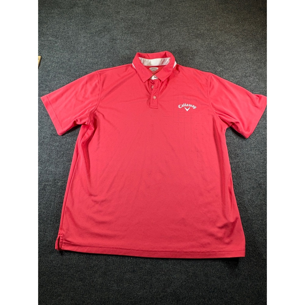 Callaway Mens XL Red Tonal Grid Performance Golf Polo Shirt Short Sleeve 2572